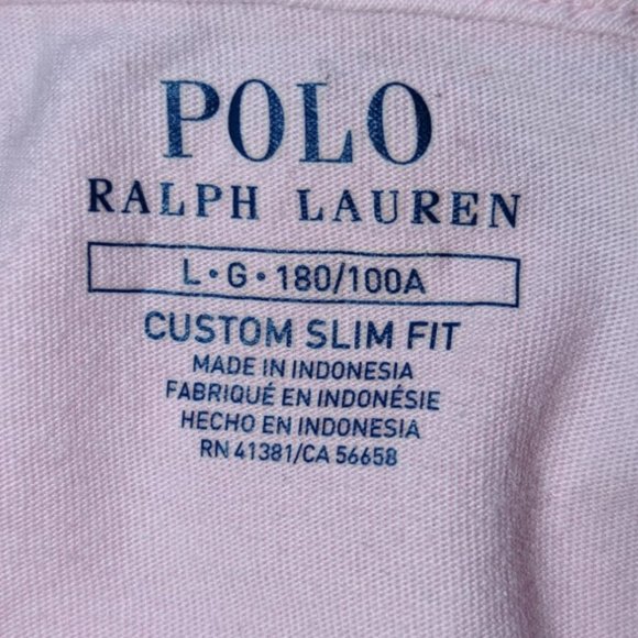 Women's L Pink Polo Ralph Lauren Custom Slim Fit Crew Neck 100 Cotton Tee Shirt - Picture 4 of 7
